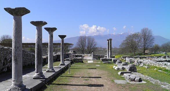 photo of view of the forum in the Archaeological Museum Philippi, Krinides , Greece.