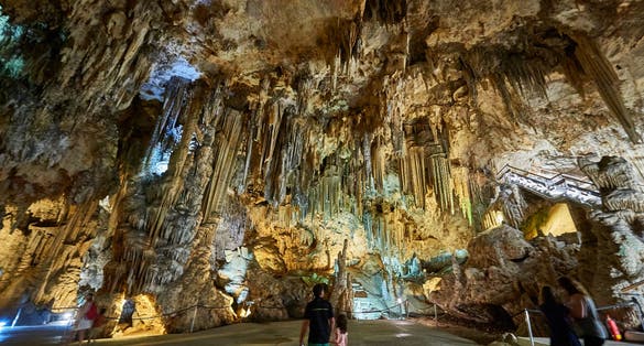 photo of view of A View of Stalactites and Stalagmites in the Famous Magnificent Nerja Caves, Andalusia, Spain