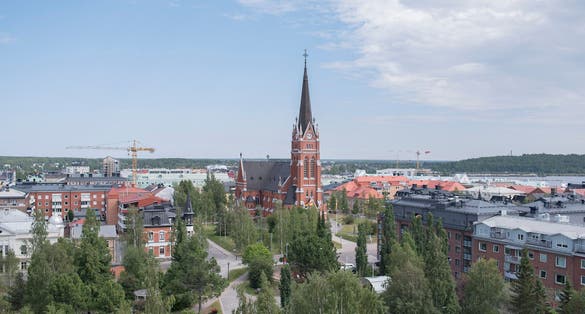 Photo of aerial view Over Luleå, Sweden.