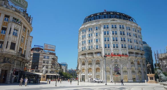 The main sqare in Skopje, North Macedonia.