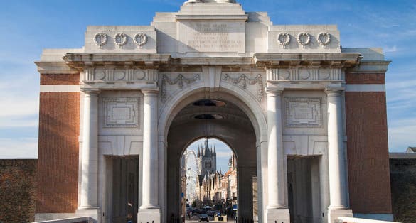Menin Gate Memorial to the Missing in Ypres, West Flanders, Belgium.