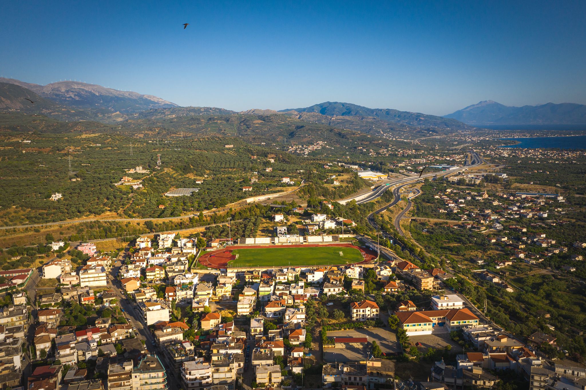 Aerial view of Aigio city in Greece