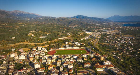 Aerial view of Aigio city in Greece