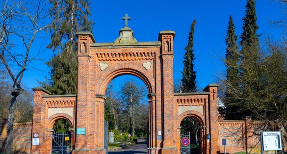 portal of North cemetery in Wiesbaden, Germany