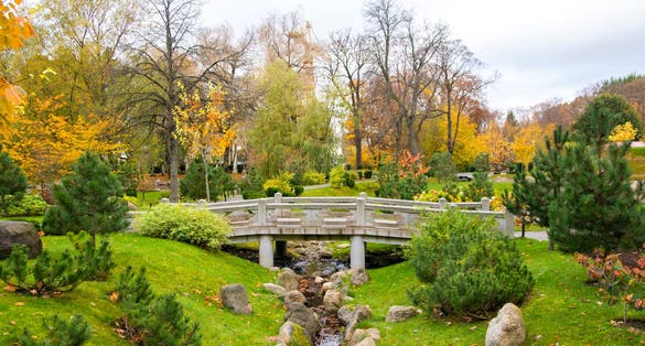 Photo of view of Japanese garden in Kadriorg park, Tallinn, Estonia.