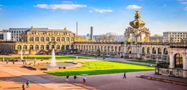 Photo of scenic summer view of the Old Town architecture with Elbe river embankment in Dresden, Saxony, Germany.