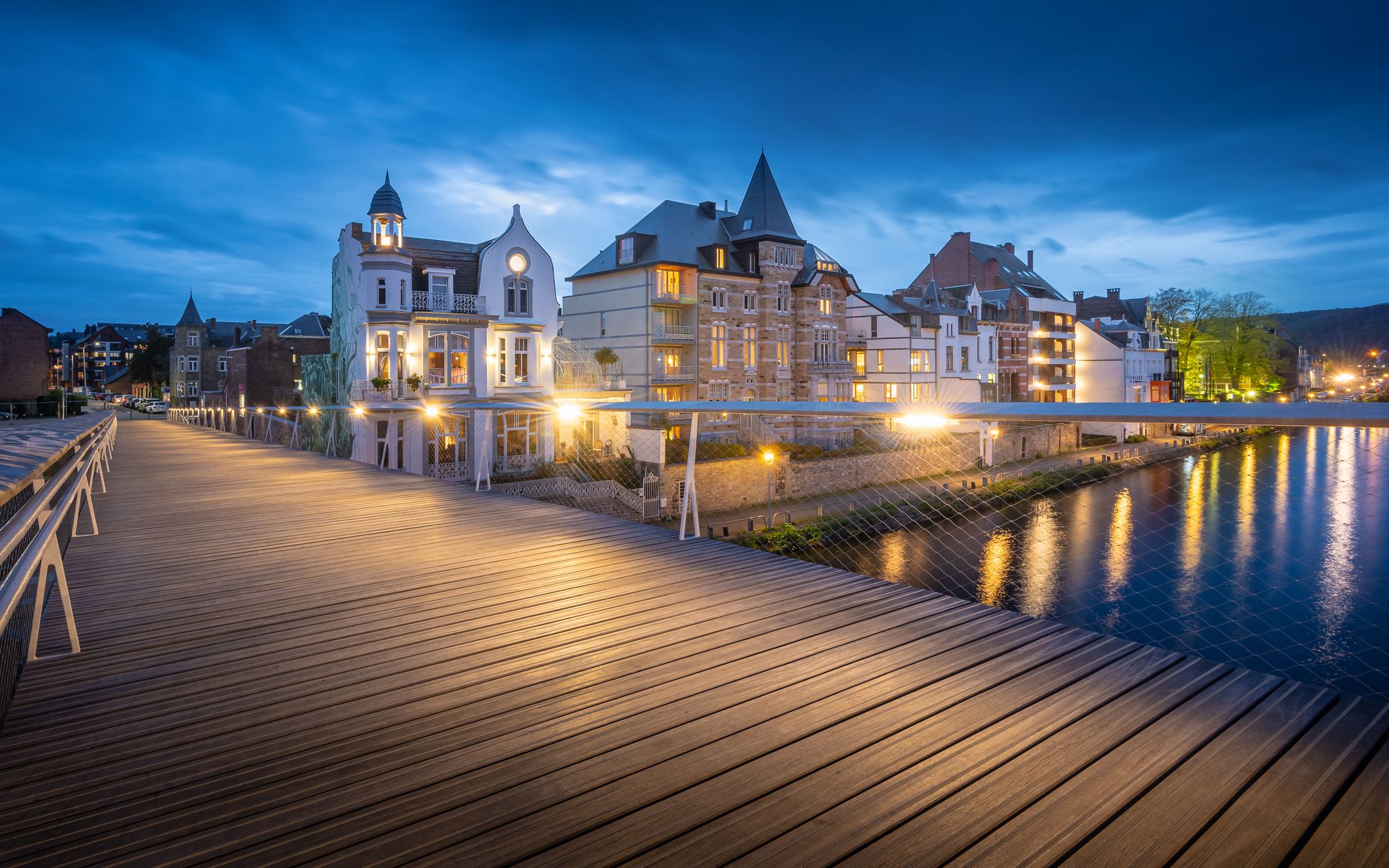photo of  view of Beautiful old architecture style in Namur (Belgium) from the new pedestrian bridge