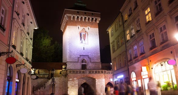 St. Florian's Street (Florianska Street) gates in Krakow, Poland