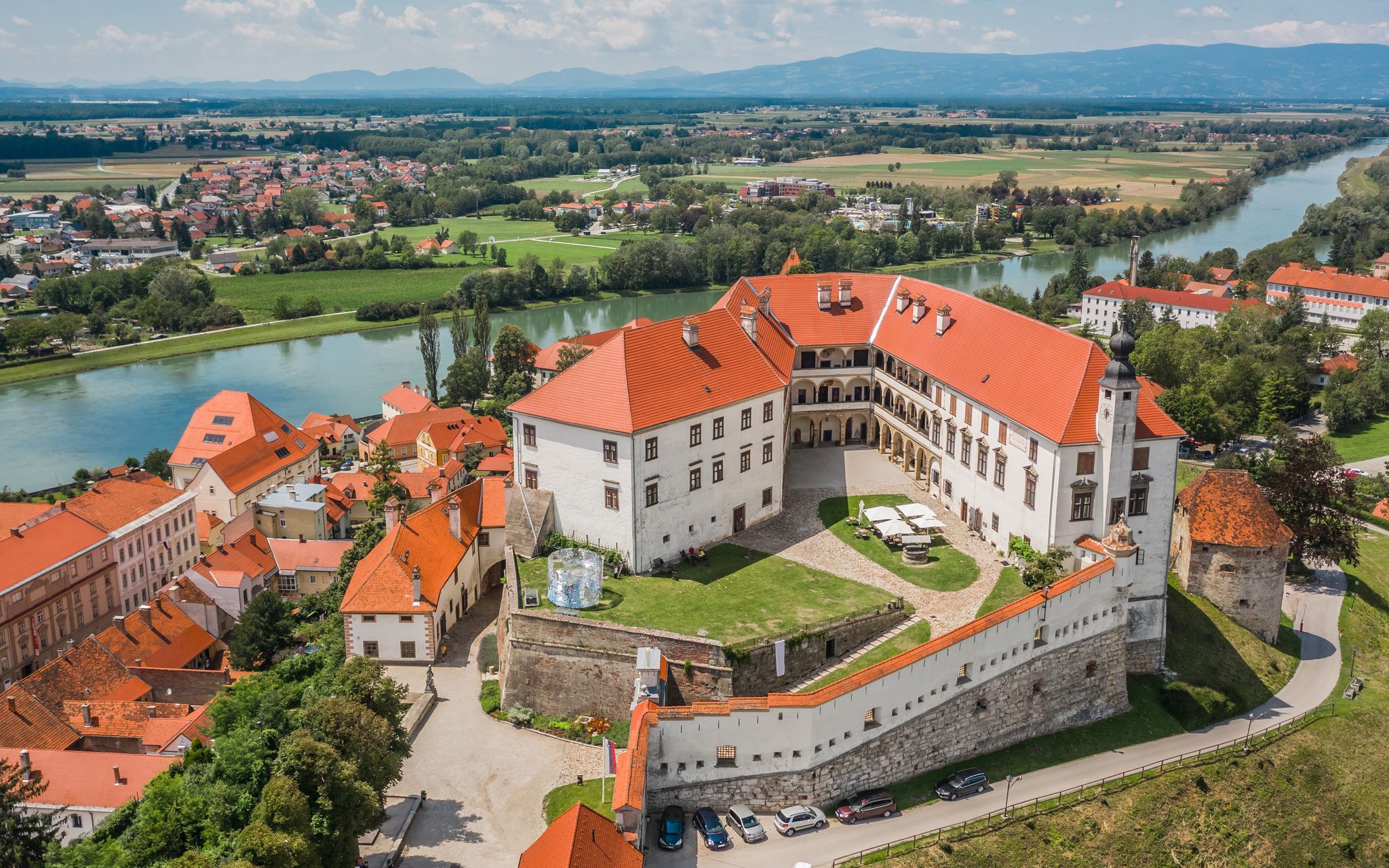 Photo of Aerial view of Ptuj castle in Slovenia.