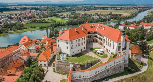 Photo of Aerial view of Ptuj castle in Slovenia.