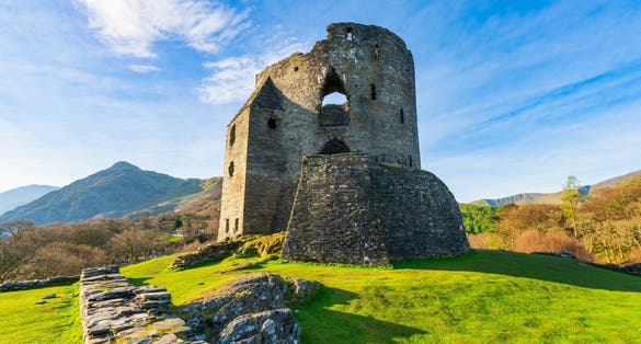 Photo of Dolbadarn Castle at Llanberis in Snowdonia National Park in Wales.