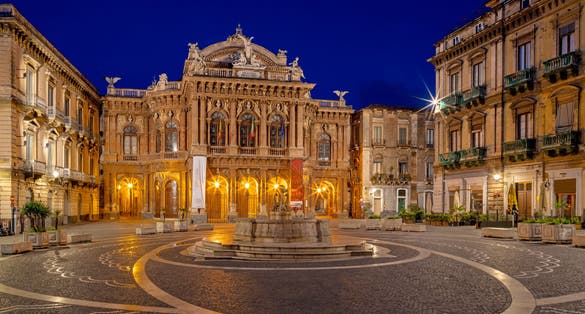 Catania - Theater - Teatro Massimo Bellini at dusk.