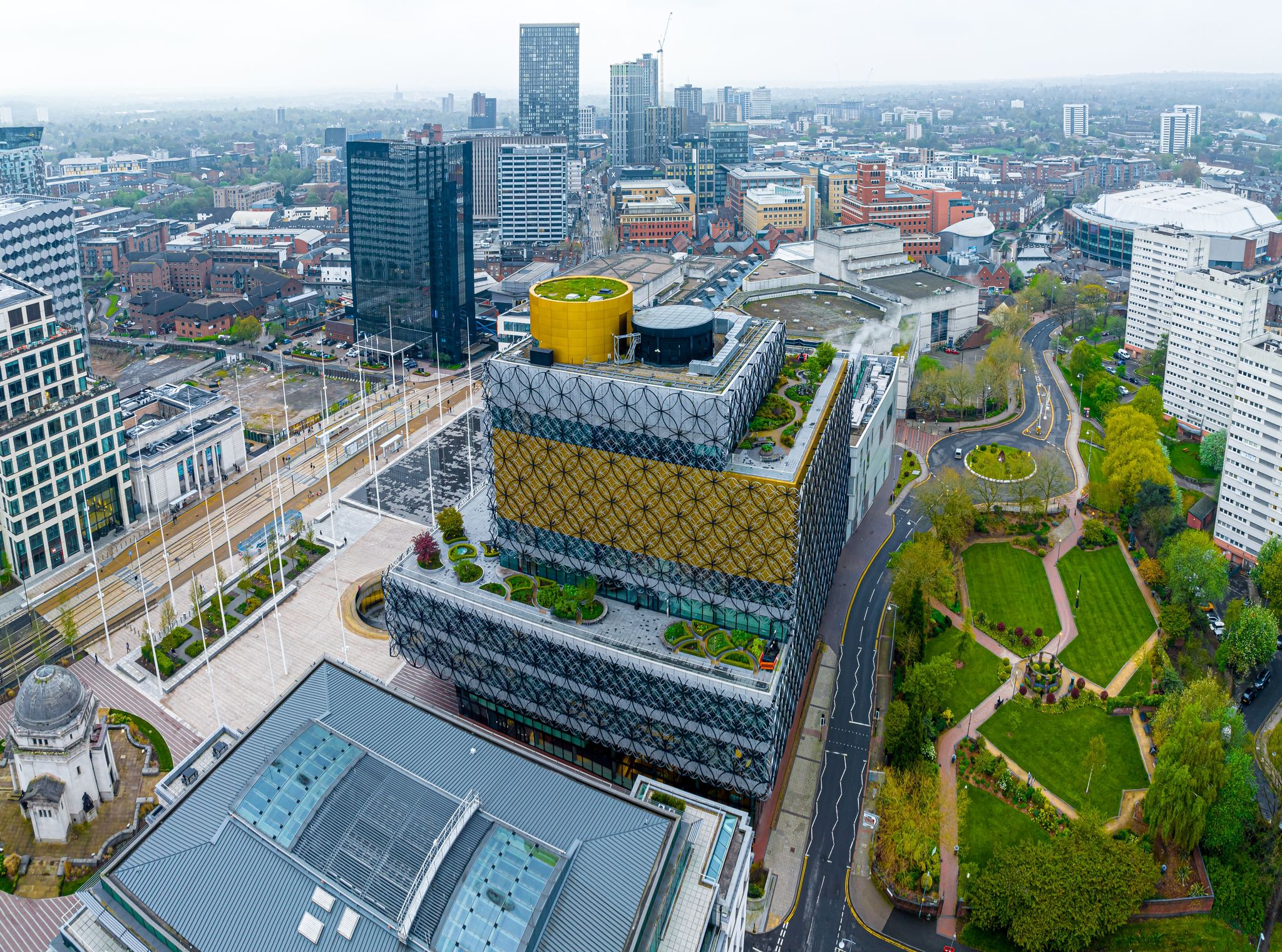 Photo of aerial view of Library of Birmingham, England, UK.