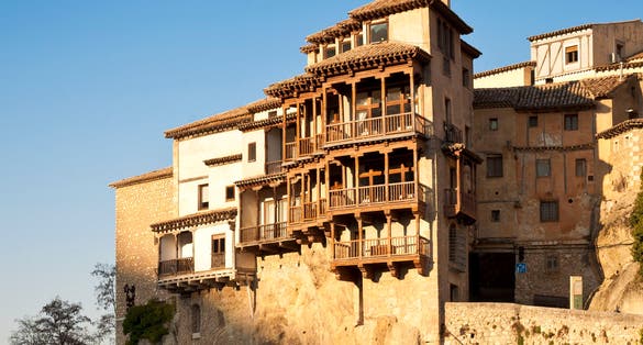 View of the famous hanging houses of Cuenca, Spain, UNESCO world heritage city