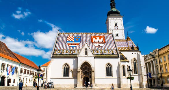 Photo of the Church of St. Mark is the parish church of old Zagreb, Croatia in St. Mark's Square.