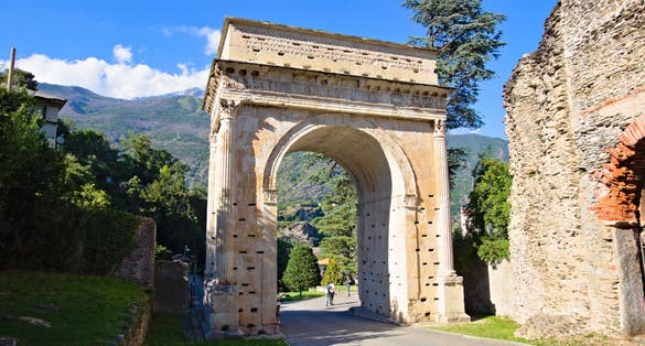 photo of The Arch of Augustus in Susa, Piedmont, Italy, built at the end of the 1st century BC to record the renewed alliance between Emperor Augustus and Marcus Julius Cottius .