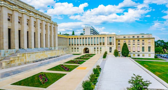 photo of Palace of Nations building - seat of the United Nations in Geneva, Switzerland.