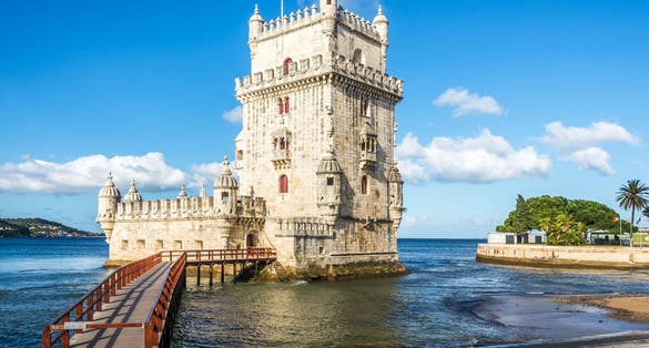 Photo of the Belem tower at the bank of Tejo River in Lisbon ,Portugal.