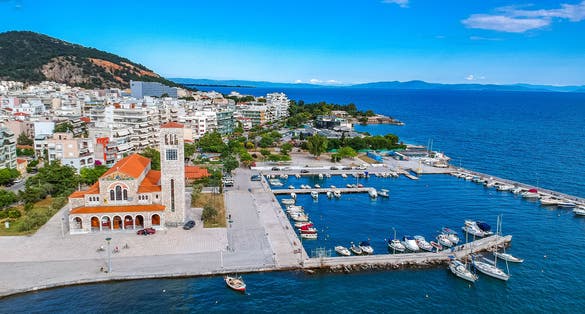 Photo of aerial panoramic view of Volos city, Greece.
