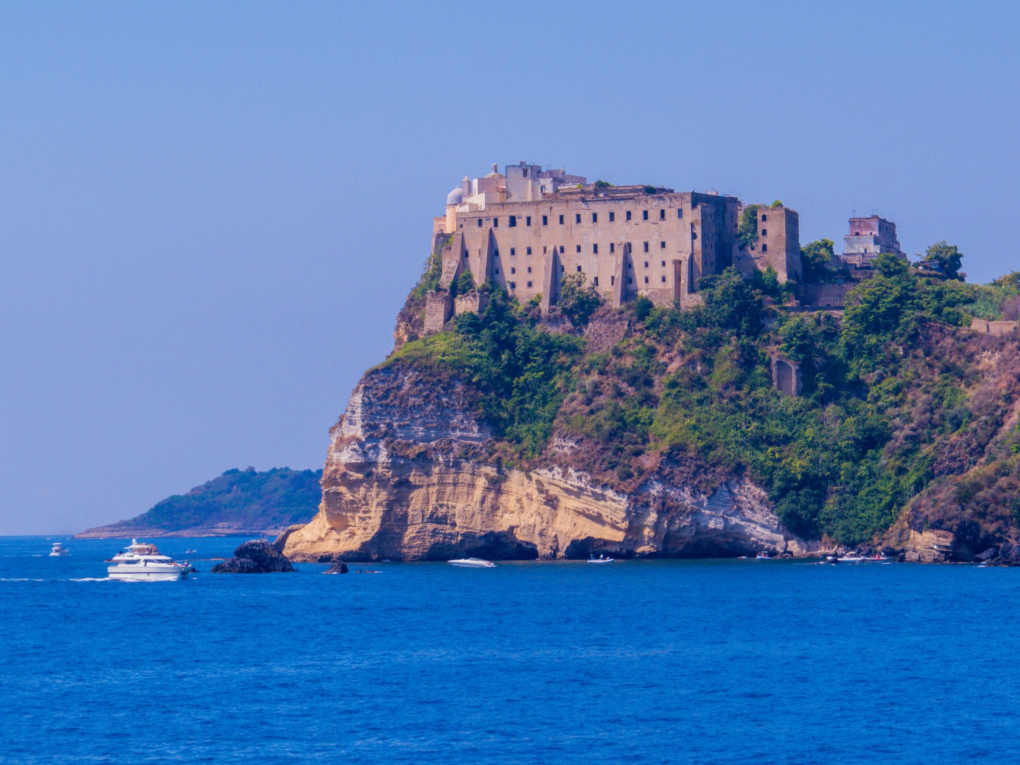 View of the Palazzo d'Avalos on the Gulf of Naples, Italy