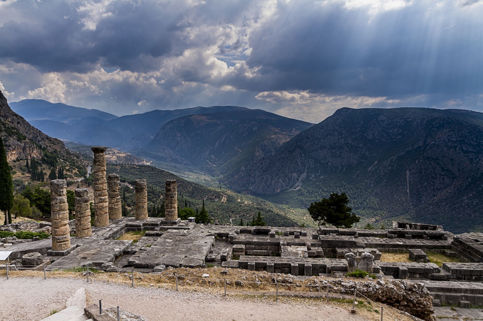 photo of view of Greek Delphi Temple, Delphi, Greece.