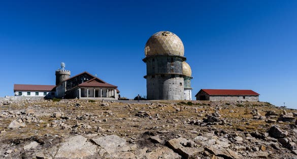 Tower in Serra da Estrela Natural Park, highest mountain point in autumn, Seia PORTUGAL