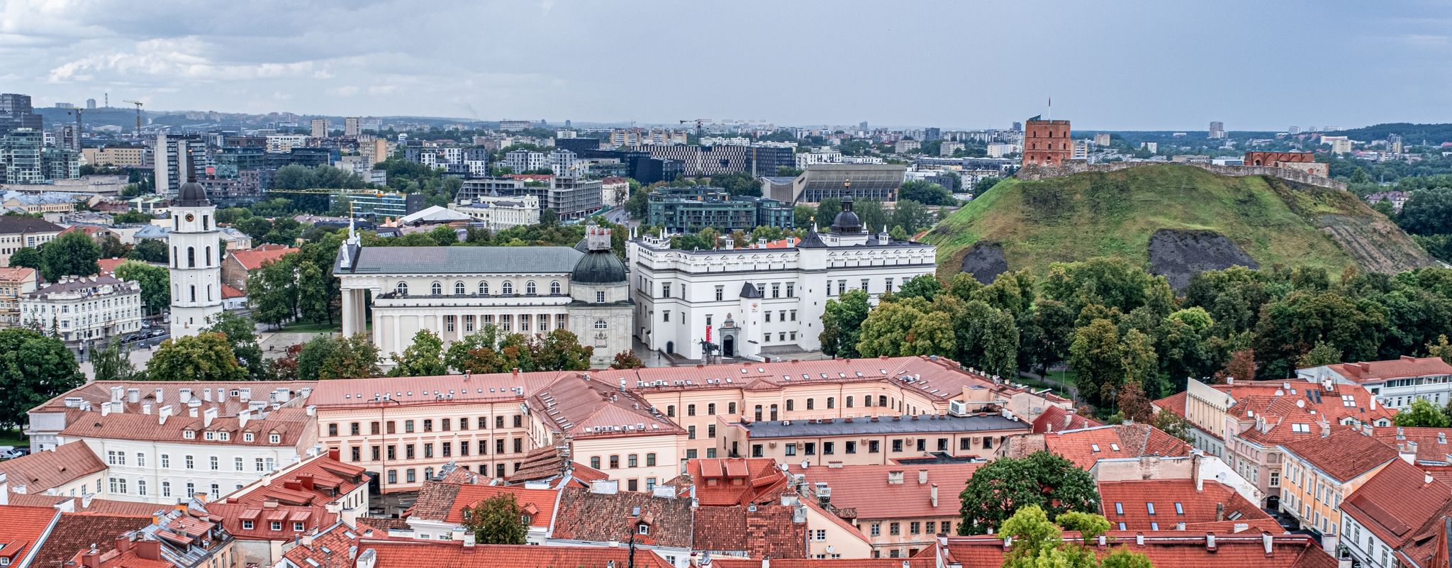 Aerial view of Vilnius Old Town as seen from St. John's Church Bell Tower, Vilnius, Lithuania.