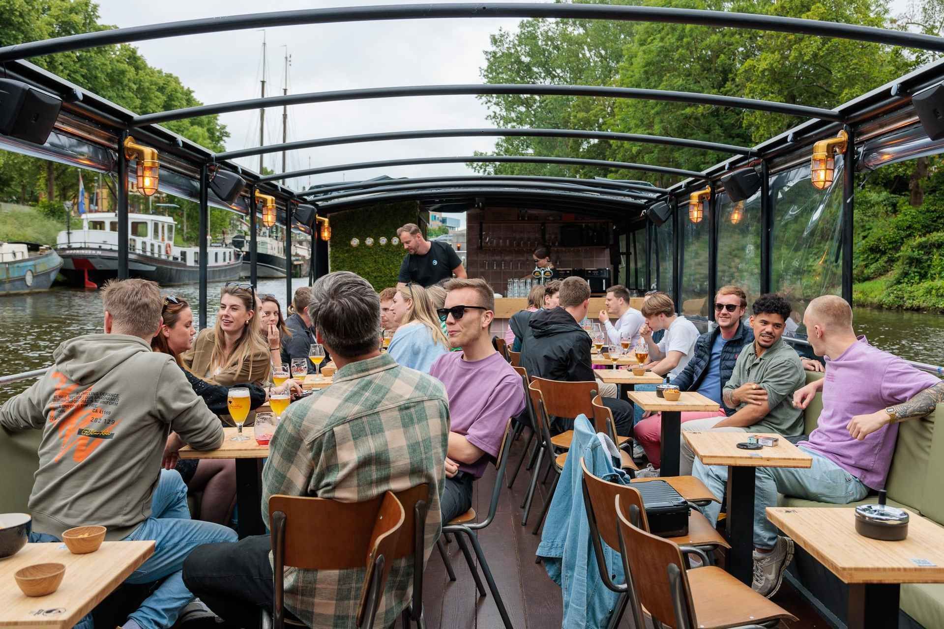 Groningen: Terrace Boat Experience with a Cozy Bar