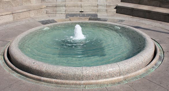Photo of fountain Mandusevac on central square, Zagreb, Croatia.