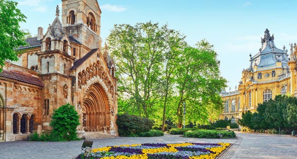Photo of Vajdahunyad Castle (Hungarian-Vajdahunyad vara) is a castle in the City Park of Budapest, Hungary.