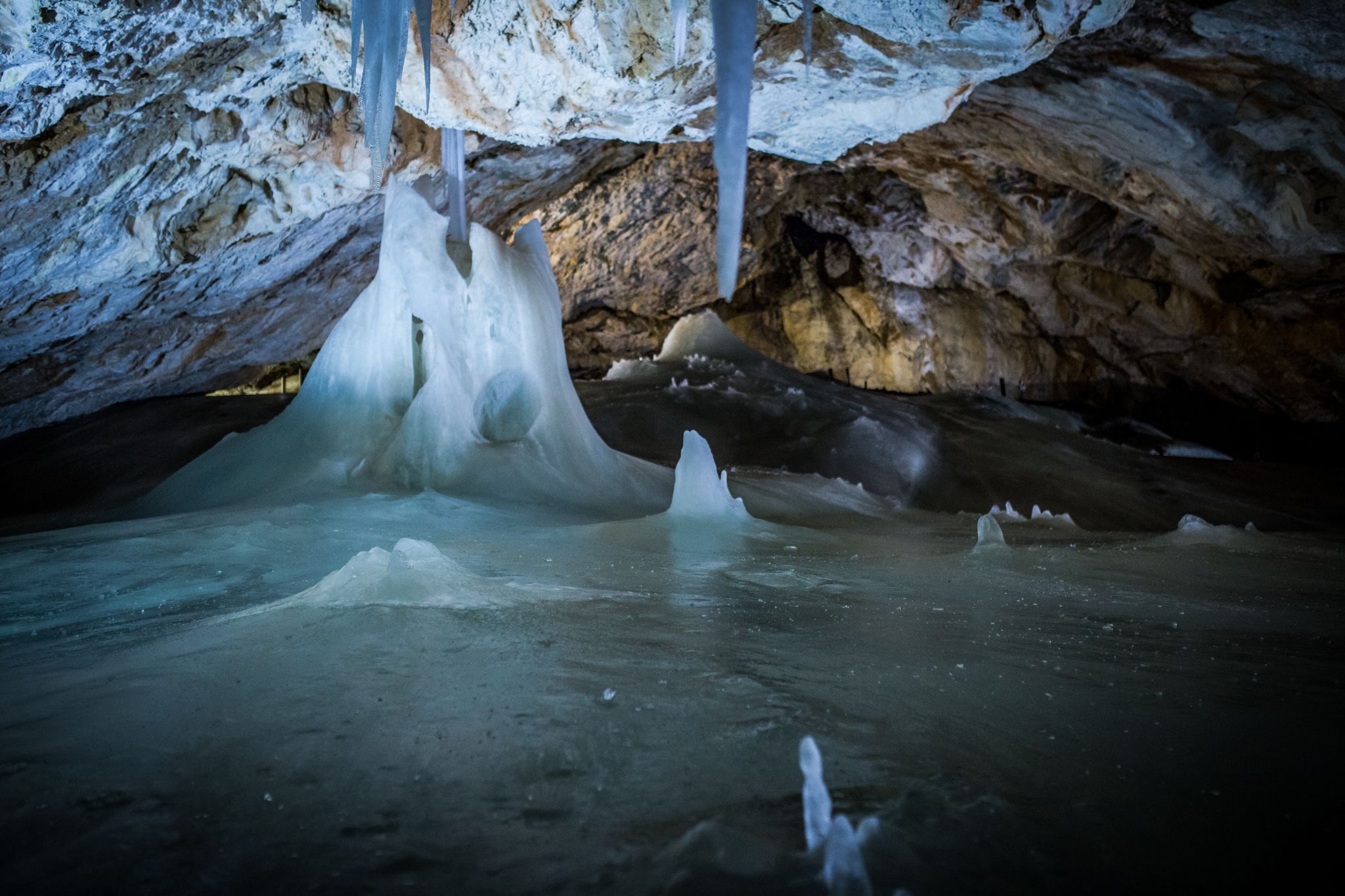 Photo of Dobsinska ice cave in Slovakia, Slovak paradise.