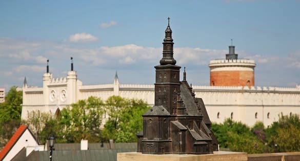 Layout of Parish church at Parish church square in Lublin. Poland
