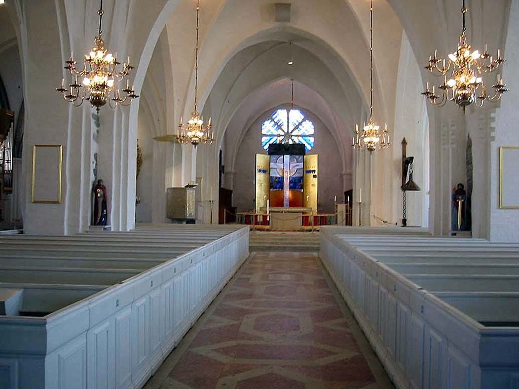 photo of the interior of Växjö Cathedral in Kronoberg County, Sweden.