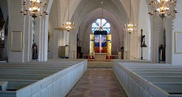 photo of the interior of Växjö Cathedral in Kronoberg County, Sweden.