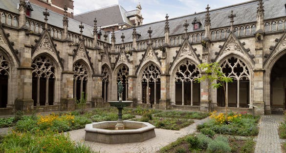 photo of view of Pandhof in the historic medieval city of Utrecht in the Netherlands.