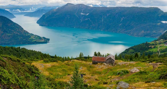 photo of view ofViews of LustraFjord from Molden hike, Norway.