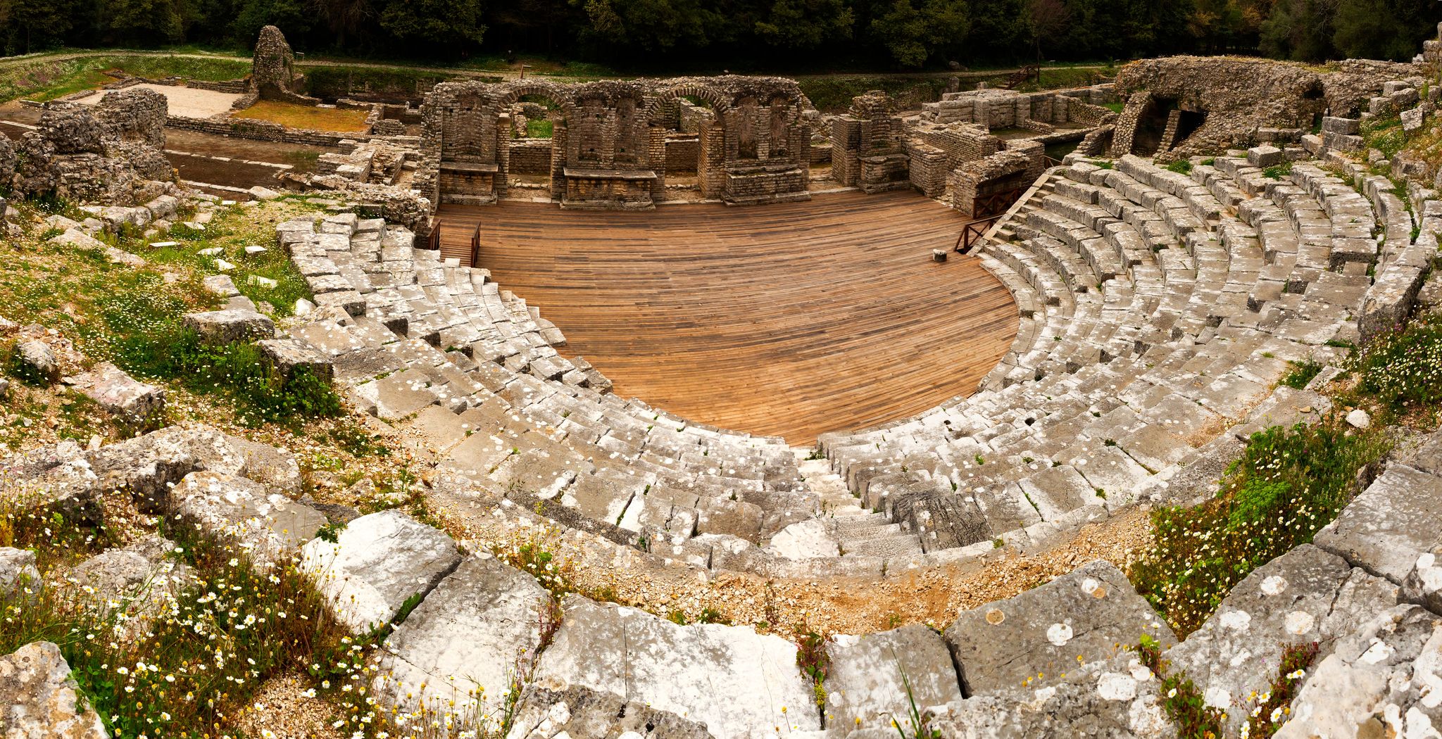 photo of Remains of Butrint theatre in Butrint National Park. UNESCO World Heritage Site.
