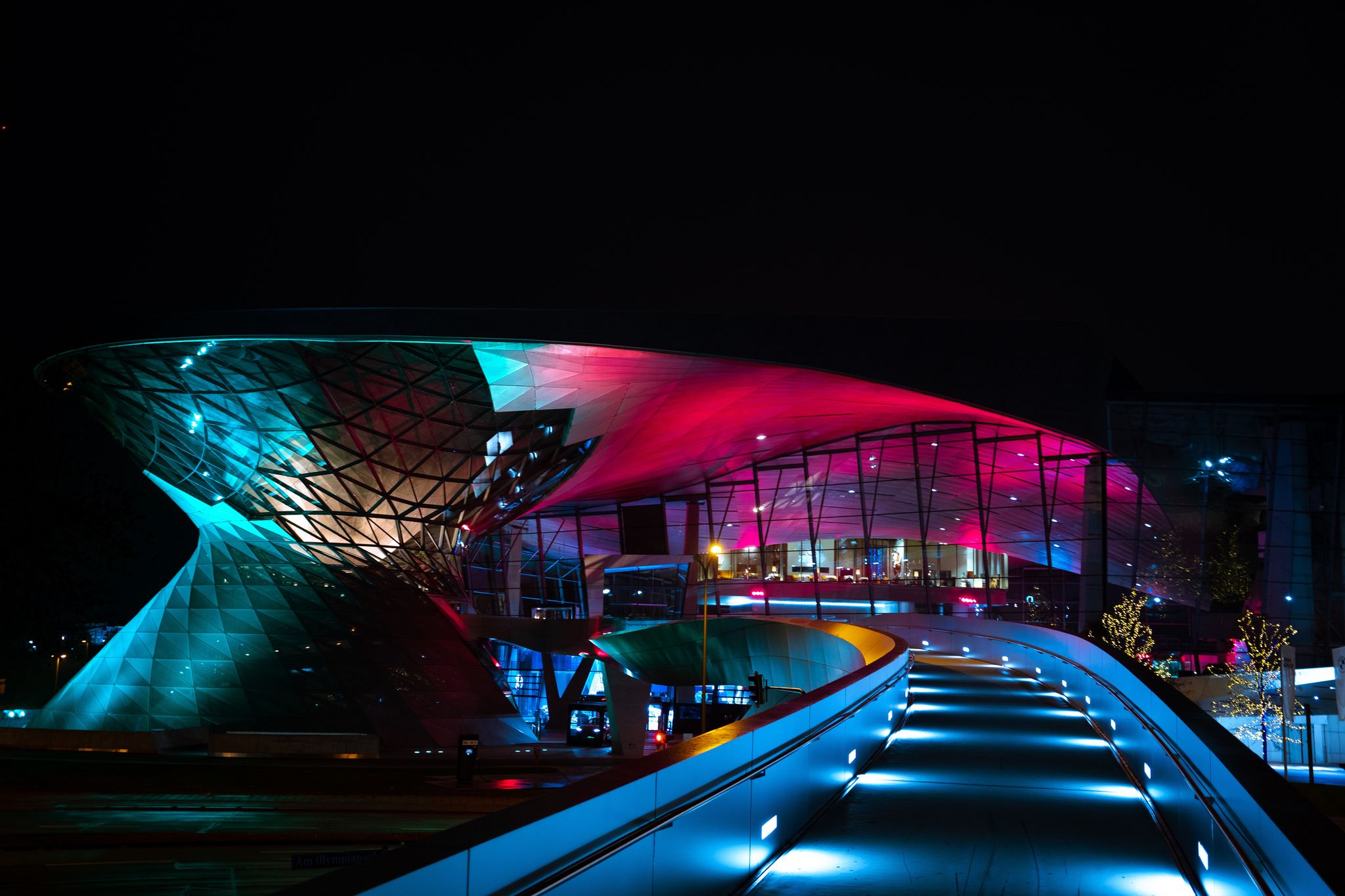 Photo of BMW Welt at night, Germany.