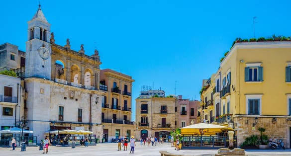View of piazza Mercantile in Bari, Italy.