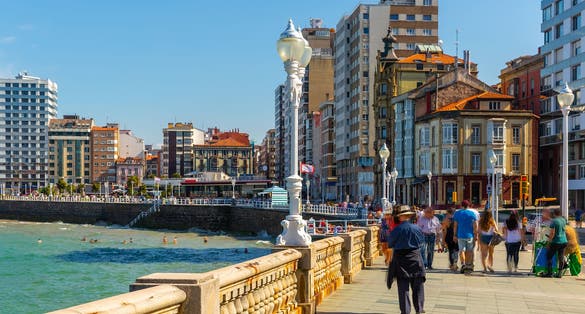 View of embankment Gijon city in Asturias. Spain