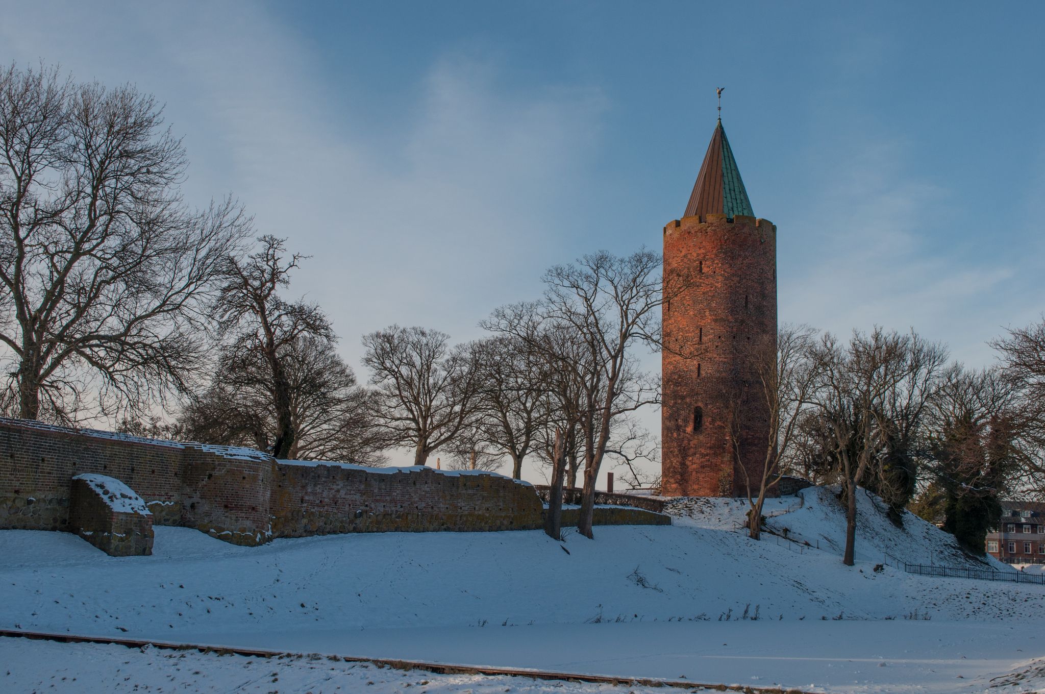 Photo of the Goose tower at Vordingborg castle ruins at winter in Denmark.