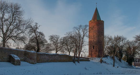 Photo of the Goose tower at Vordingborg castle ruins at winter in Denmark.