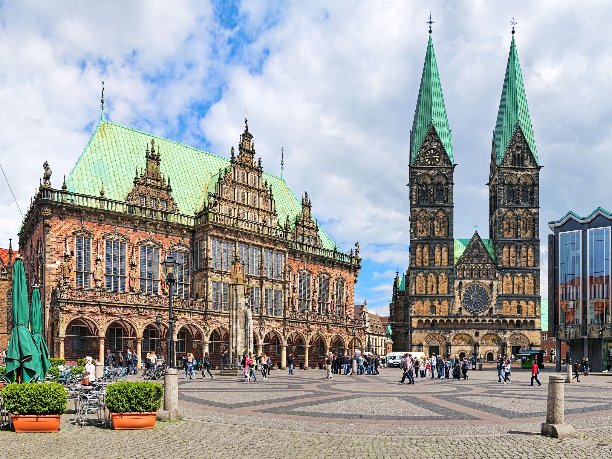 Market Square with Town Hall and Cathedral. In July 2004 the part of square consisting of the Roland Statue and the Town Hall was listed as a UNESCO World Heritage Site