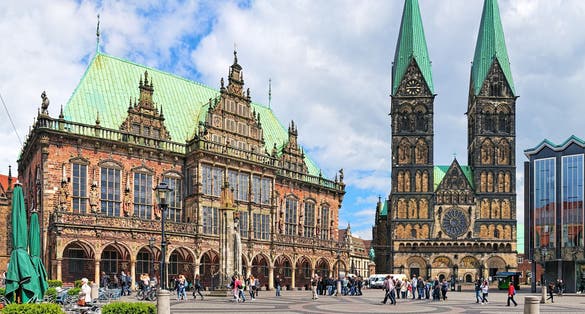 Market Square with Town Hall and Cathedral. In July 2004 the part of square consisting of the Roland Statue and the Town Hall was listed as a UNESCO World Heritage Site