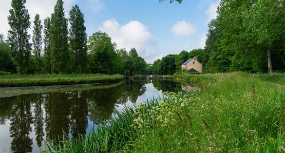 Lockmaster's house along the canal from Nantes to Brest in Brittany.