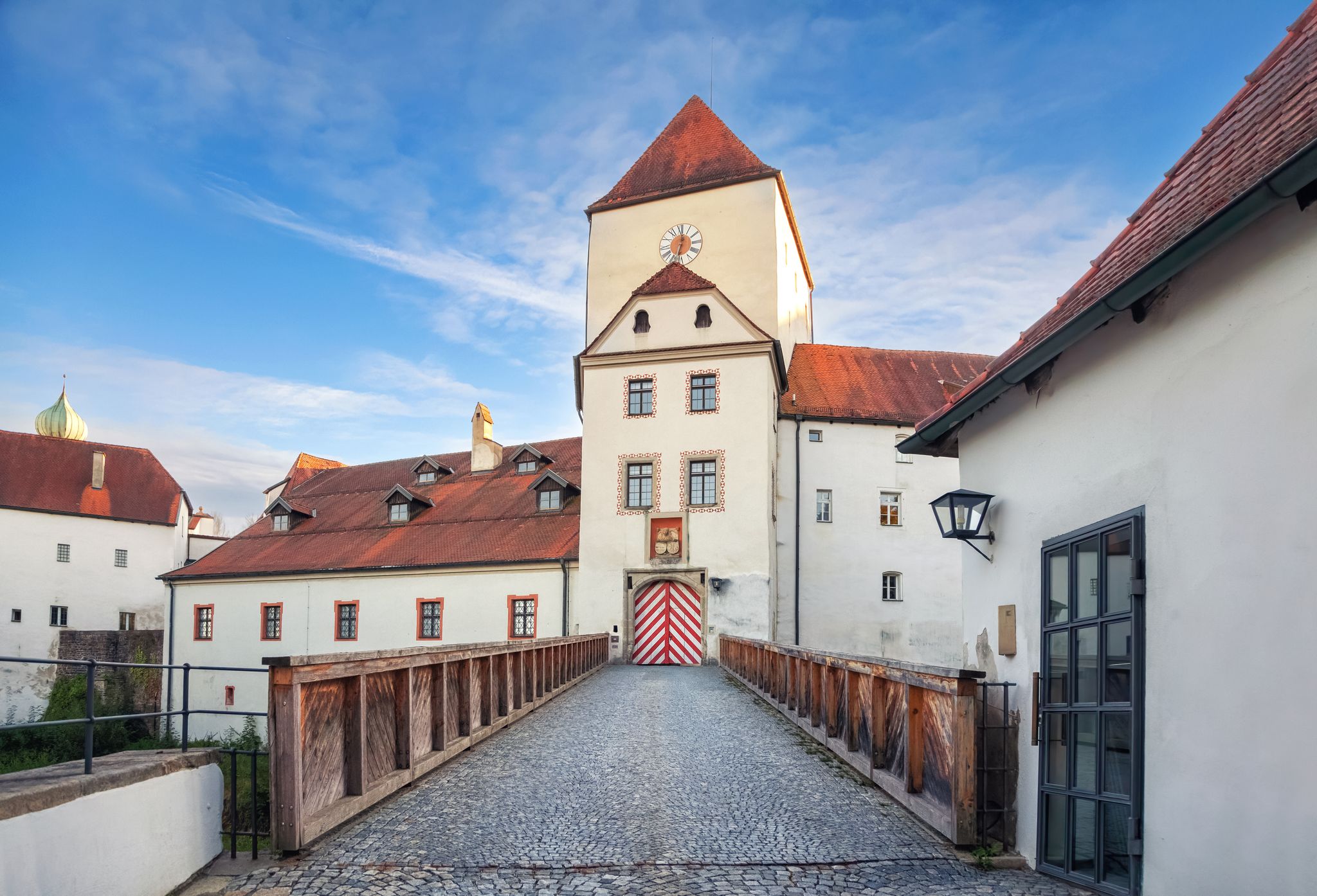 Passau, Germany. Bridge and entrance gate to Veste Oberhaus fortress founded in 1219