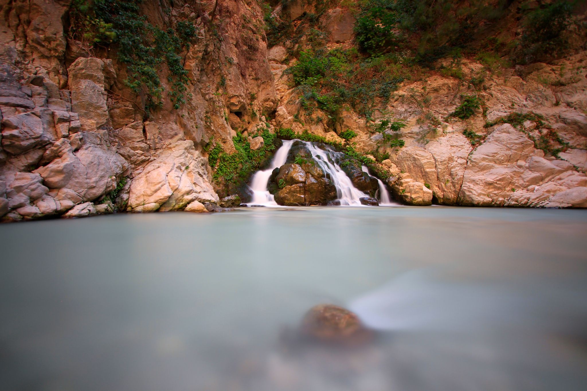 The scenic view of Saklıkent canyon, 300 m deep and 18 km long, being one of the deepest in the world, formed through abrasion of the rocks by flowing waters over thousands of years in Turkey.