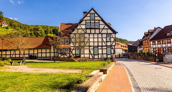 Exploring the southern Harz region in the beautiful half-timbered town of Stolberg - Saxony-Anhalt - Germany