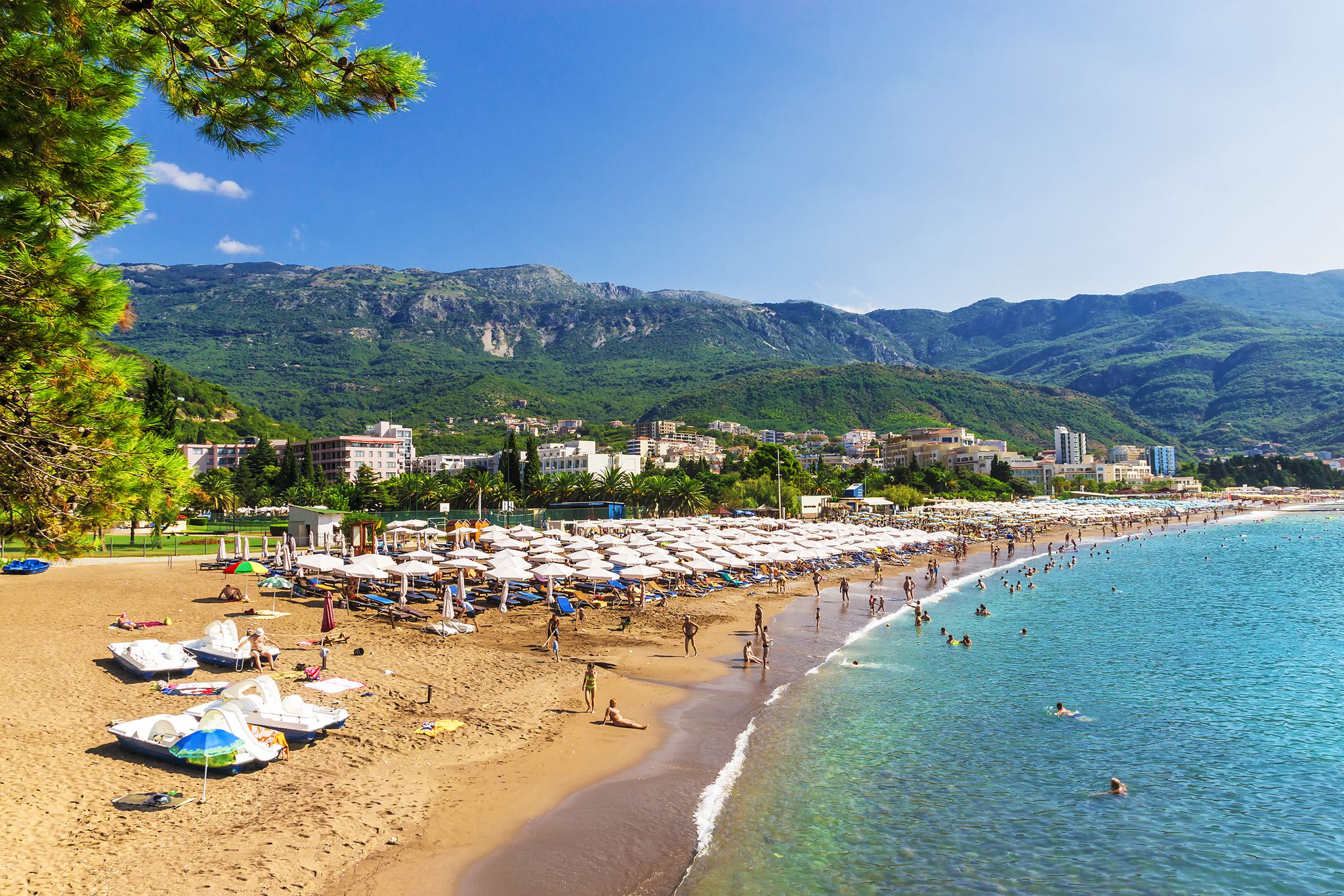 Photo of panoramic aerial view of old town of Budva, Montenegro.