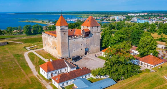 Photo of panoramic aerial view of Kuressaare Castle in Estonia.